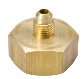 Adapter, 1/2" x 3/4", 45 deg Flare x FPT, Brass